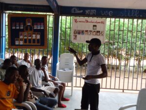 séance de coaching des participants aux universi’art 2014 avec Fidèle ANATOLE
